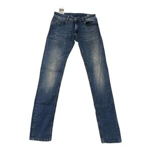 Diesel Jeans Mens 34x31 Blue Denim Slim Straight Medium Wash Whiskered Faded